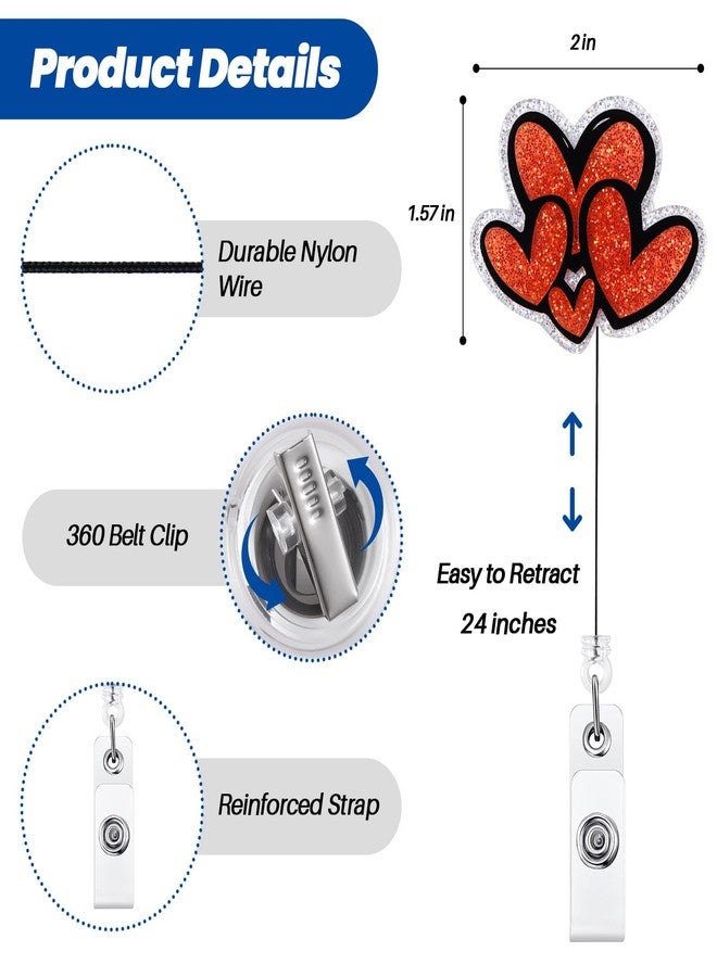 BEZTN Valentine's Day Cute Heart Badge Reel, Love Badge Reel, Retractable ID Badge Holder Clip, Funny Nurse Badge Reels, Nursing Student Name Badge Holders, RN LPN CNA MA Medical Worker Nurse Accessories - Image 4