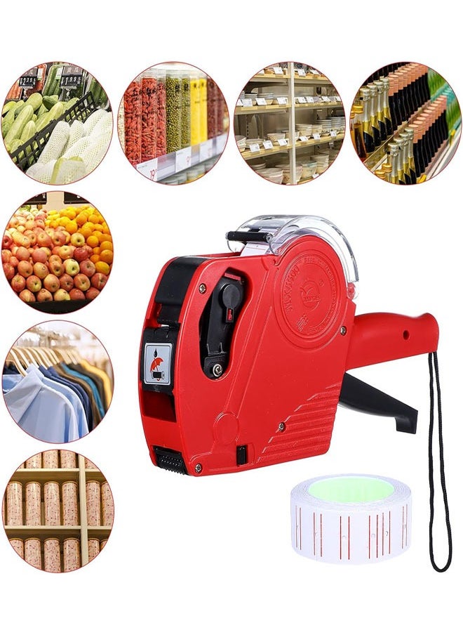 مسدس بطاقات الأسعار المكون من 8 أرقام، صانع ملصقات الأسعار مع 5000 ملصق ملصق فارغ، 3 بكرات حبر للمكتب، متجر البيع بالتجزئة، متجر البقالة، متجر البقالة، المواد الغذائية والملابس