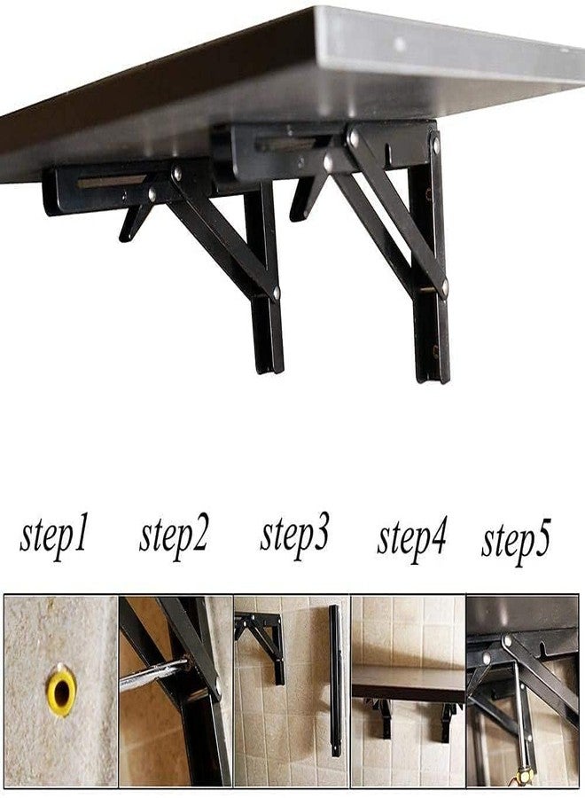 Yancorp Heavy Duty Metal Collapsible Shelf Brackets - Wall Mounted Folding Shelf Hinges for DIY Workbench, Table, Space-Saving Support Bracket for Garage, Kitchen, RV, and Home Use - Image 2