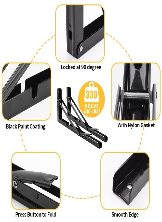Yancorp Heavy Duty Metal Collapsible Shelf Brackets - Wall Mounted Folding Shelf Hinges for DIY Workbench, Table, Space-Saving Support Bracket for Garage, Kitchen, RV, and Home Use - Image 5