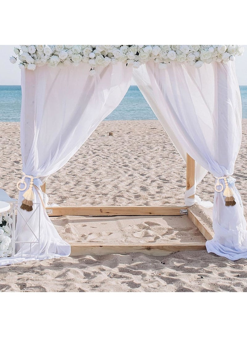 SYOSI Curtain Tiebacks, 2 Pcs Wooden Bead Tassel Holdbacks, Boho Decorative No Drill Drapery Holders for Bedroom Living Room Window Curtains, Easy Install - Image 5