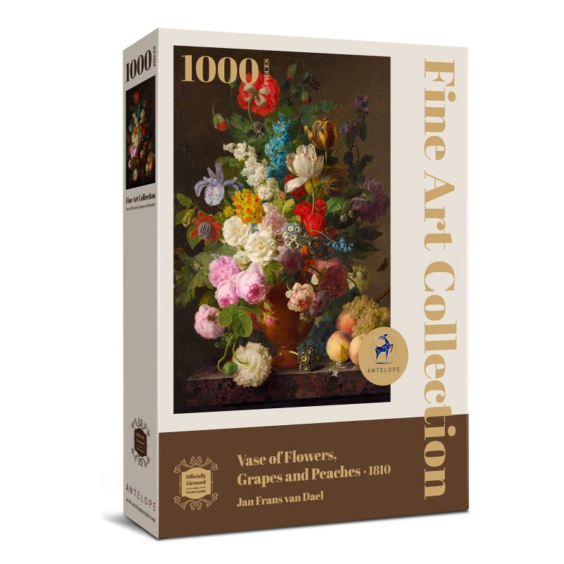 Antelope - 1000 Piece Puzzles for Adults - Vase Flower Grapes Peaches Jigsaw Puzzle 1000 Pieces  Jan Frans Van Dael Officially Licensed  High Resolution  No Dust Classic Artistic Puzzle - Image 2