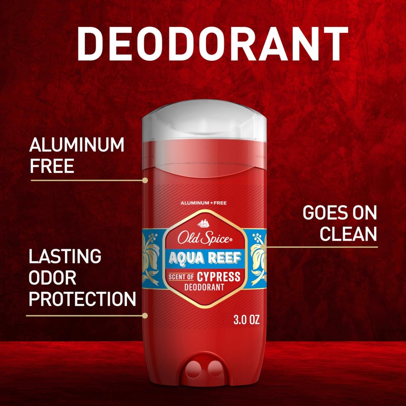 Old Spice Aluminum Free Deodorant for Men, 24/7 Odor Protection, 24/7 Freshness & Lasting Scent, Aqua Reef with Cypress Scent, 3.0 oz with Travel Size Swagger Body Wash (Pack of 4) - Image 2