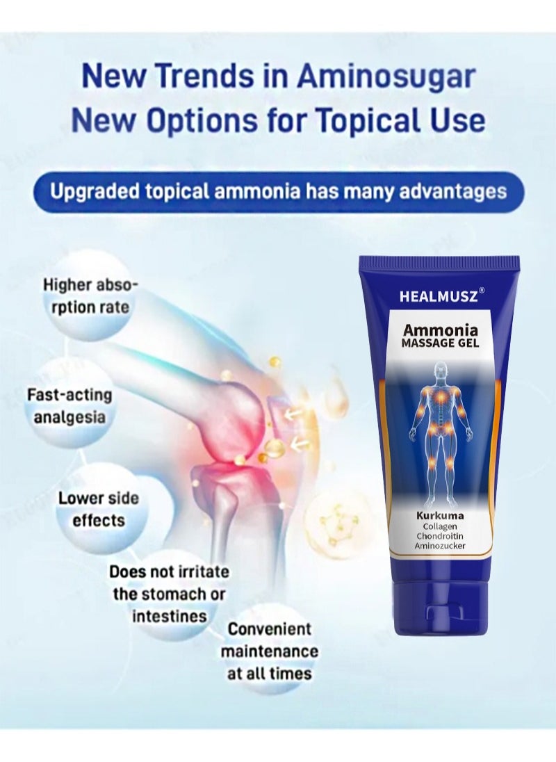 HEALMUSZ - Ammonia Massage Gel | Glucosamine and Chondroitin Cream with Collagen | Natural Creams for Men and Women | Relieves Joint, Bone and Muscle Pain, Improves Mobility, Relieves Discomfort - Image 1
