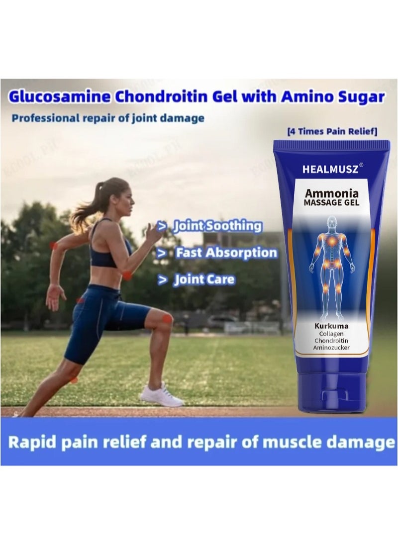 HEALMUSZ - Ammonia Massage Gel | Glucosamine and Chondroitin Cream with Collagen | Natural Creams for Men and Women | Relieves Joint, Bone and Muscle Pain, Improves Mobility, Relieves Discomfort - Image 1