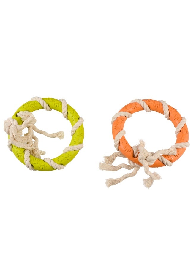 Duvo + Duvo+ Eco Rubber Ring Bamboo/Rice + Cotton 12.5x12.5x3.2cm Mixed Colors Dog Toy - Image 1