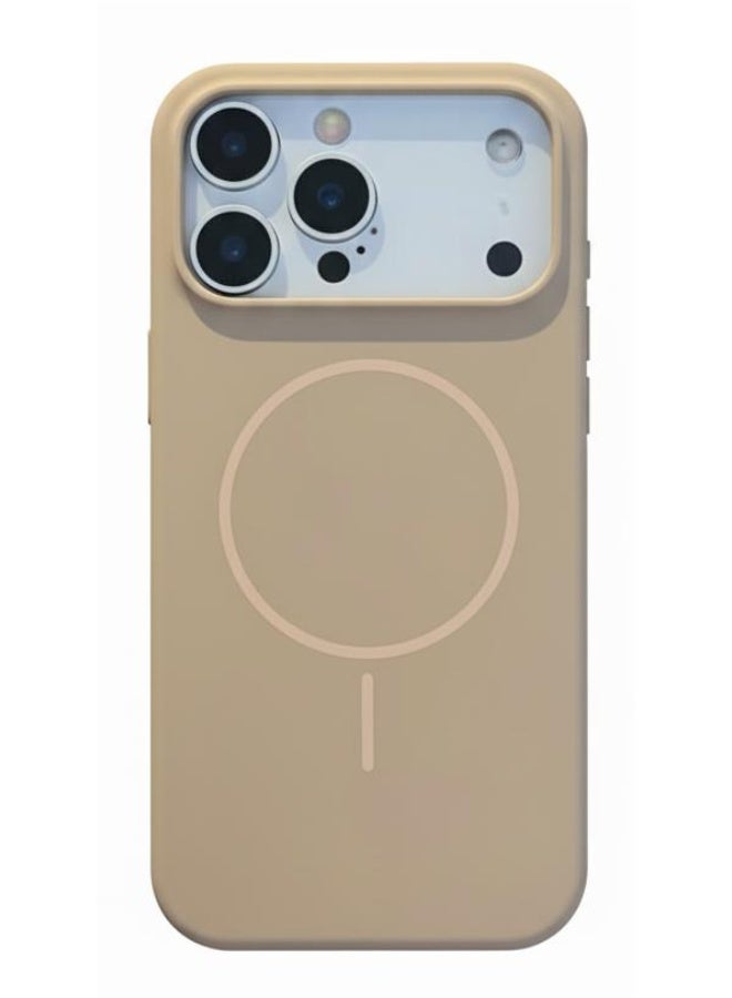 سيليكون غطاء سيليكون مغناطيسي فاخر لهاتف آيفون 17 برو بني اللون متوافق مع سلسلة آيفون - مقاوم للصدمات، نحيف، ناعم الملمس، مع دعم الشحن اللاسلكي المغناطيسي - Image 1