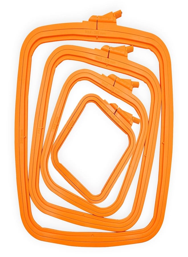 Nurge Orange 4 Pcs Set Plastic Square Embroidery Hoop, Cross Stitch Hoops, Punch Needle Hoop (4 Pcs) - Image 1