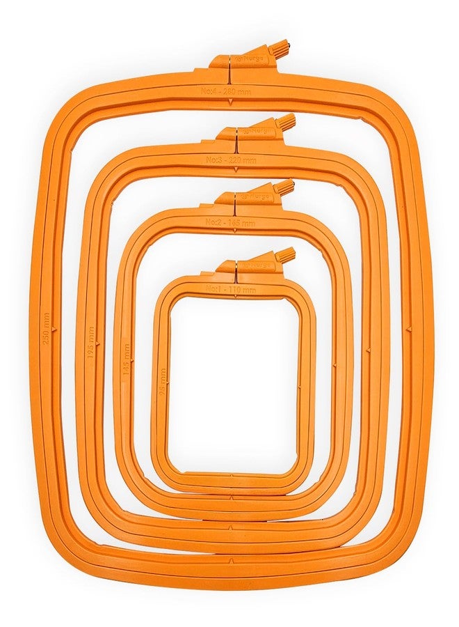 Nurge Orange 4 Pcs Set Plastic Square Embroidery Hoop, Cross Stitch Hoops, Punch Needle Hoop (4 Pcs) - Image 2