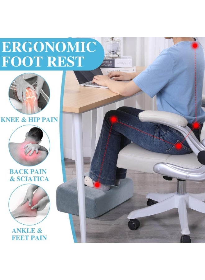 والالا مسند قدم قابل للتعديل أسفل المكتب، مسند قدم من الإسفنج عالي الكثافة، مسند قدم مريح، وسادة مسند قدم محمولة، مسند قدم بثلاثة ارتفاعات قابلة للتعديل، غطاء قابل للغسل للمنزل، المكتب، الطائرة، السفر - Image 4