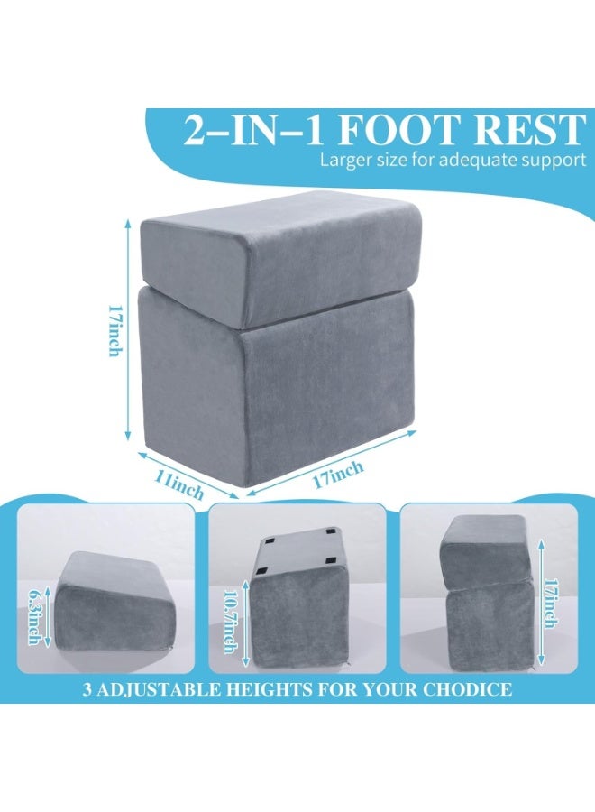 والالا مسند قدم قابل للتعديل أسفل المكتب، مسند قدم من الإسفنج عالي الكثافة، مسند قدم مريح، وسادة مسند قدم محمولة، مسند قدم بثلاثة ارتفاعات قابلة للتعديل، غطاء قابل للغسل للمنزل، المكتب، الطائرة، السفر - Image 2
