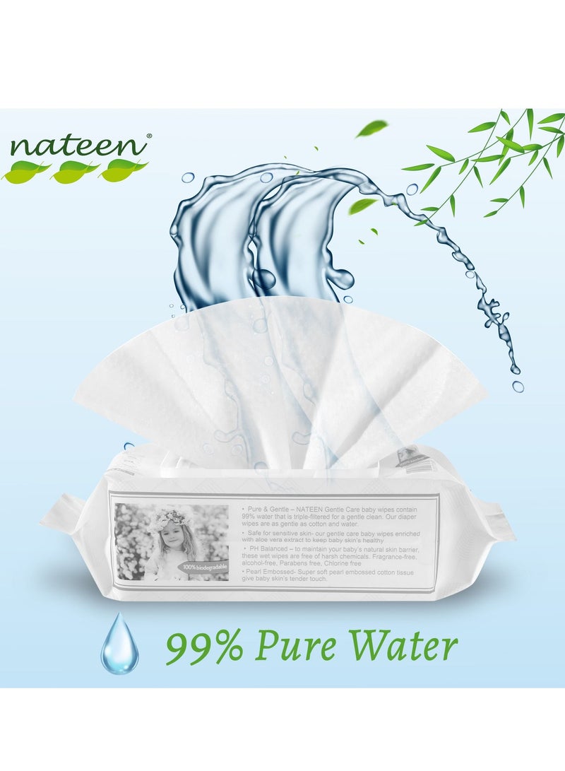 nateen Baby Wipes,80s x 6 Packs(480 wipes),20pcs Wipes Free,Pure Water Wipes for Baby,Multi Purpose Cleaning Baby Wet Wipes With Aloe Vera Extract for Sensitive Skin - Image 2