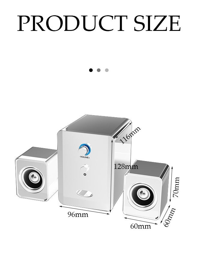 DUNISO Computer speaker, home desktop Bluetooth speaker three piece set, USB power supply, with 3.55mm audio interface, suitable for laptops, tablets, smart TVs, mobile phones - Image 2