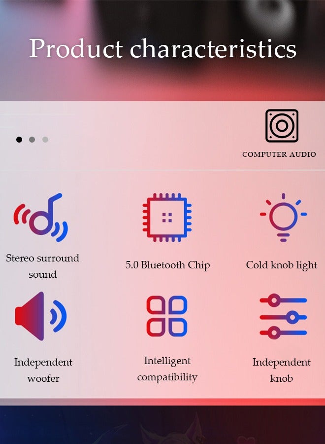 DUNISO Computer speaker, home desktop Bluetooth speaker three piece set, USB power supply, with 3.55mm audio interface, suitable for laptops, tablets, smart TVs, mobile phones - Image 4