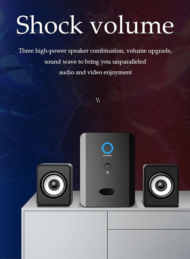 DUNISO Computer speaker, home desktop Bluetooth speaker three piece set, USB power supply, with 3.55mm audio interface, suitable for laptops, tablets, smart TVs, mobile phones - Image 5