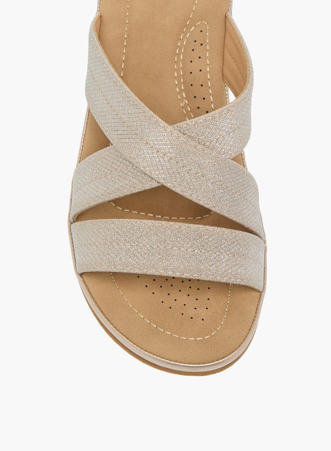 Flora Bella By Shoexpress Womens Textured Slip-On Strappy Sandals - Image 4