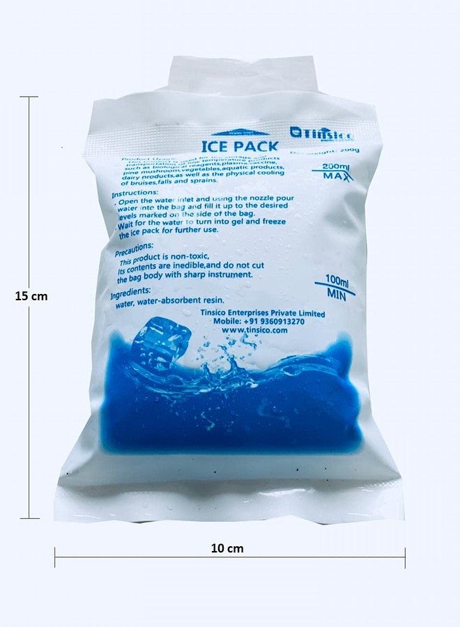 TINSICO Ice Bag Water-Injection Ice Pack for Pain Relief and Ice Box (Pack of 4, 200 ML) Reusable Cold Pack for Food Medical Storage and Delivery - Image 2