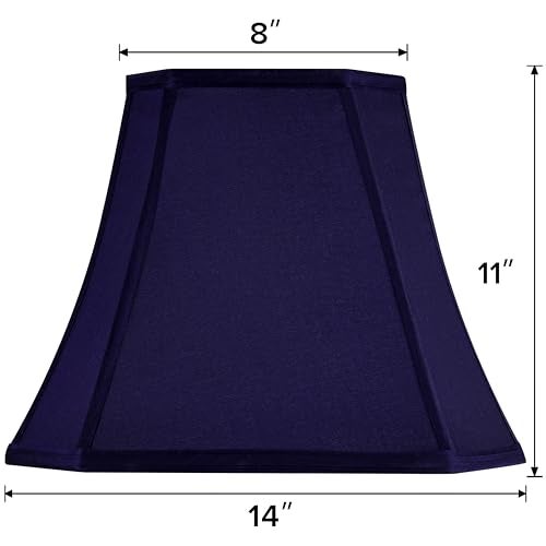 GO&SO GOSO Square Lamp Shade Blue Cut Corner Octagonal Lampshade Replacement 8x14x11 Inch for Medium Table Lamps and Floor LampNatural Faux Silk Modern Handcrafted Easy Assembly Required Single - Image 3