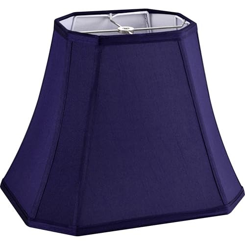 GO&SO GOSO Square Lamp Shade Blue Cut Corner Octagonal Lampshade Replacement 8x14x11 Inch for Medium Table Lamps and Floor LampNatural Faux Silk Modern Handcrafted Easy Assembly Required Single - Image 1
