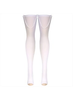 Truform Surgical Stockings, 18 mmHg Compression for Men and Women, Thigh High Length, Open Toe, Beige, White, Large  - Image 3