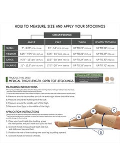 Truform Surgical Stockings, 18 mmHg Compression for Men and Women, Thigh High Length, Open Toe, Beige, White, Large  - Image 2