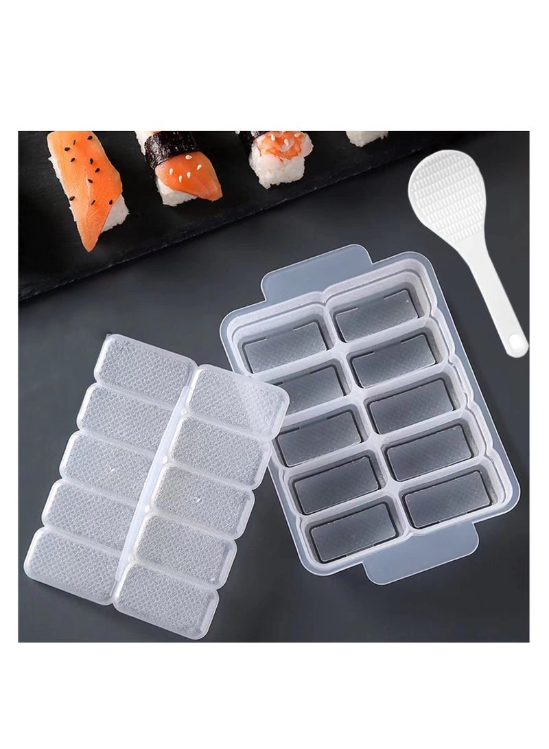 شو وو Rice Ball Mold, Mini Onigiri Sushi 10 in 1 Rectangular Maker, Mold Case Box Press Nigiri Bento for DIY Kitchen Tools - Image 1