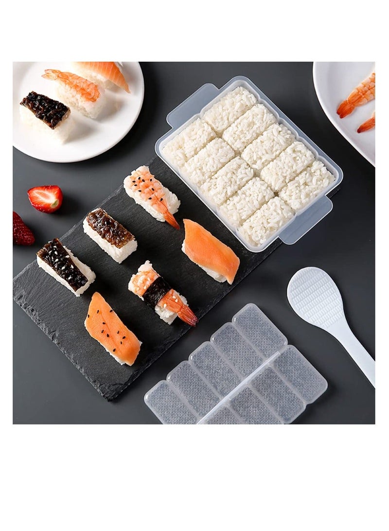 شو وو Rice Ball Mold, Mini Onigiri Sushi 10 in 1 Rectangular Maker, Mold Case Box Press Nigiri Bento for DIY Kitchen Tools - Image 2