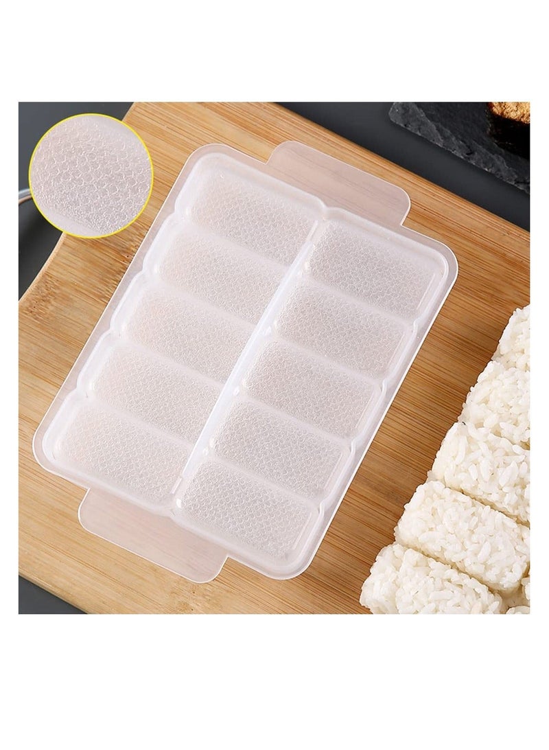 شو وو Rice Ball Mold, Mini Onigiri Sushi 10 in 1 Rectangular Maker, Mold Case Box Press Nigiri Bento for DIY Kitchen Tools - Image 5