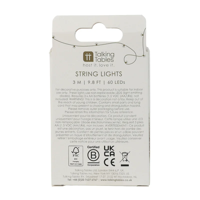 Talking Tables Mix And Match Gold String Lights, 3M