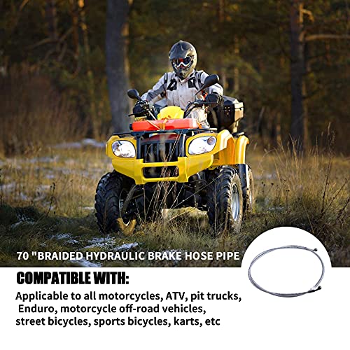 MWMNUN 70" Braided Hydraulic Brake Hose Line Pipeline Compatible with Chinese GY6 Scooter ATV Dirt Bike Go Kart 10mm Banjo Ends 178CM - Image 5