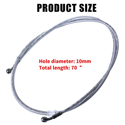 MWMNUN 70" Braided Hydraulic Brake Hose Line Pipeline Compatible with Chinese GY6 Scooter ATV Dirt Bike Go Kart 10mm Banjo Ends 178CM - Image 2