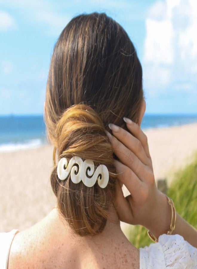 Camila Paris CP3169 French Hair Barrette Clip for Girls, Handmade, White, Gold Metal Clasp Strong Hold Grip Hair Clips for Women, No Slip and Durable Styling Girls Hair Accessories, Made in France - Image 2
