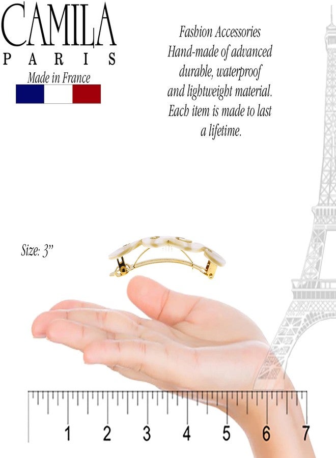 Camila Paris CP3169 French Hair Barrette Clip for Girls, Handmade, White, Gold Metal Clasp Strong Hold Grip Hair Clips for Women, No Slip and Durable Styling Girls Hair Accessories, Made in France - Image 4