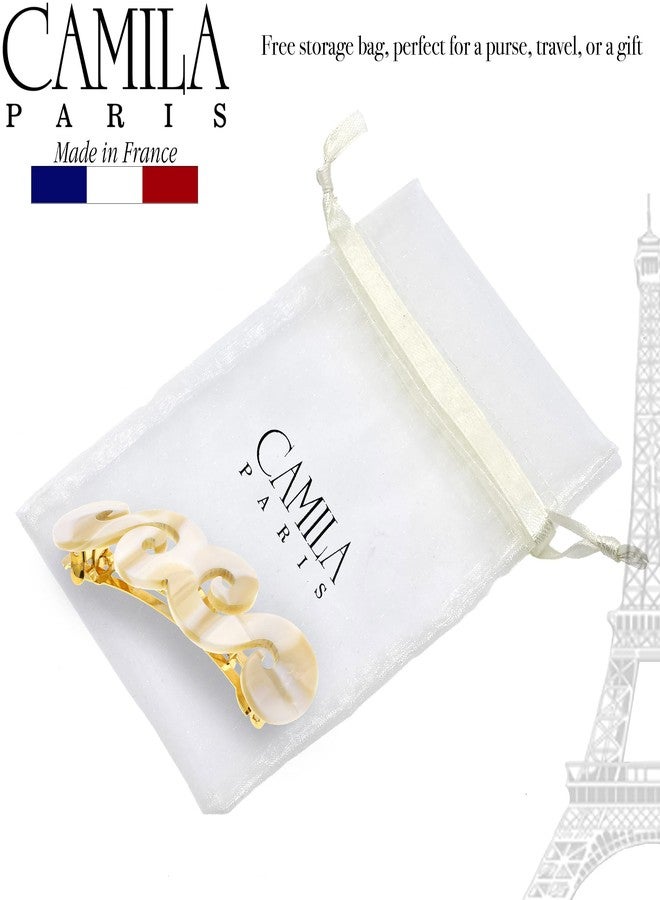 Camila Paris CP3169 French Hair Barrette Clip for Girls, Handmade, White, Gold Metal Clasp Strong Hold Grip Hair Clips for Women, No Slip and Durable Styling Girls Hair Accessories, Made in France - Image 5