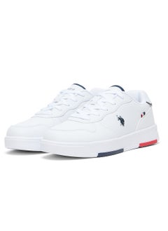 U.S. Polo Assn. Women's White Low-Top Sneakers with Red and Blue Accents, Elegant Design Comfortable Casual Shoes for Everyday Wear  - Image 3