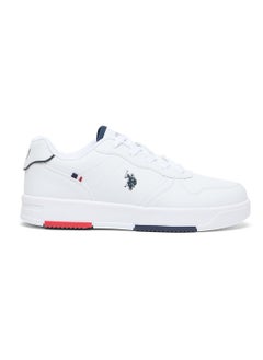U.S. Polo Assn. Women's White Low-Top Sneakers with Red and Blue Accents, Elegant Design Comfortable Casual Shoes for Everyday Wear  - Image 1