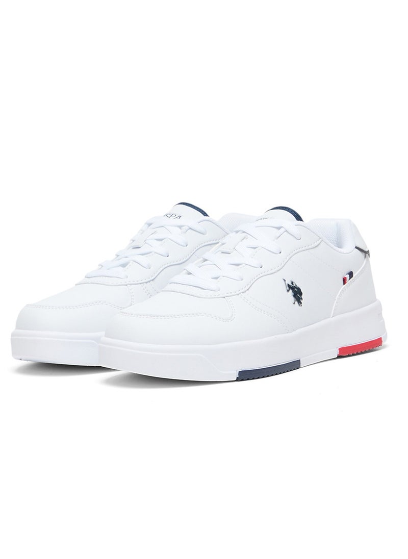 U.S. Polo Assn. - Women's White Low-Top Sneakers with Red and Blue Accents, Elegant Design Comfortable Casual Shoes for Everyday Wear - Image 1