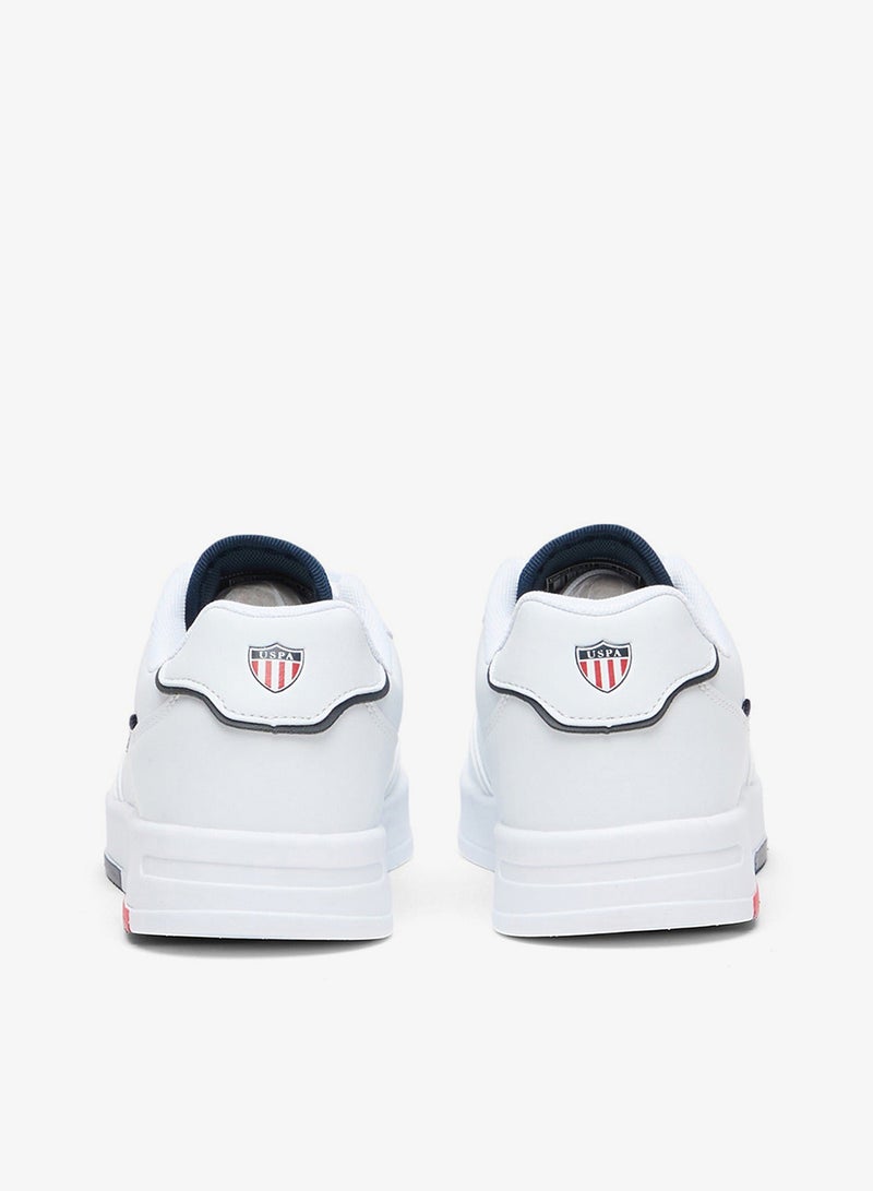 يو اس بولو اسن سنيكرز نسائي أبيض بتفاصيل حمراء وزرقاء بتصميم أنيق ومريح للاستخدام اليومي - Image 4