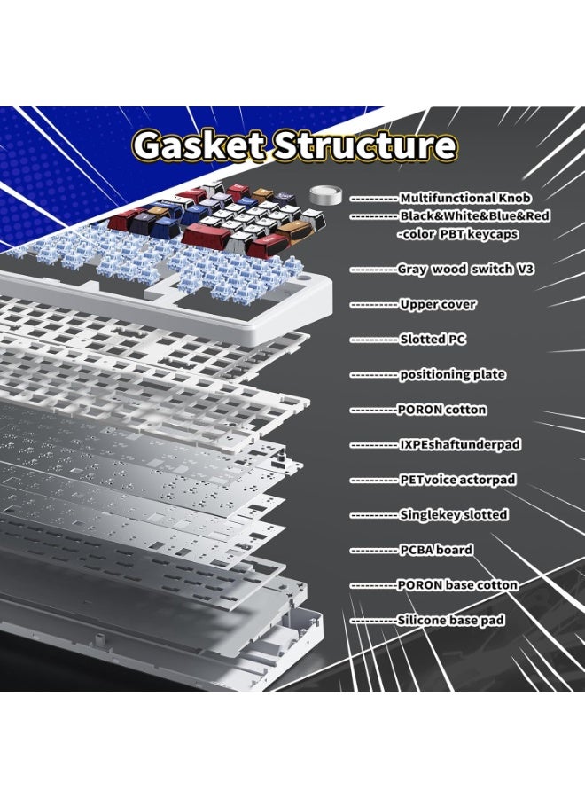 AULA لوحة مفاتيح الألعاب اللاسلكية F99 PRO، لوحة مفاتيح مخصصة قابلة للتبديل الساخن، مفتاح Star Vector مزيت مسبقًا، لوحة مفاتيح ميكانيكية بتقنية 2.4GHz/Type-C/BT5.0 مع بطارية 8000mAh، لوحة مفاتيح ألعاب بإضاءة خلفية RGB - Image 3