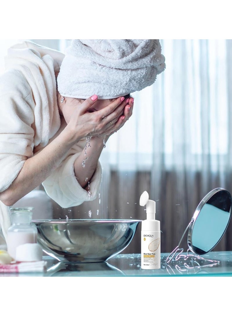 BIOAQUA غسول وجه ماء الأرز 120 مل تنظيف عميق مرطب منظف تحكم في الزيوت للعناية بالبشرة للنساء والرجال للبشرة الدهنية - Image 4