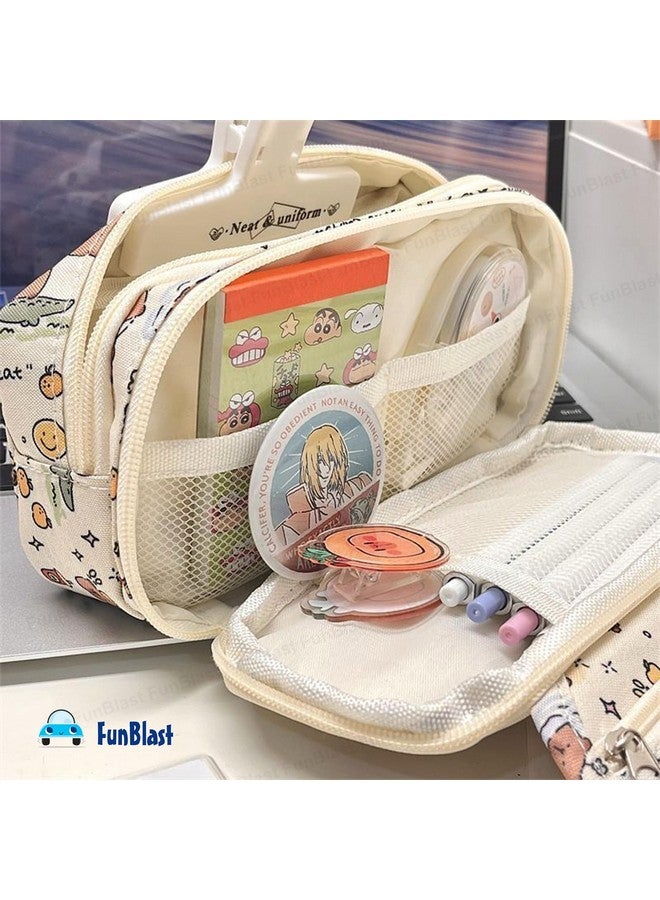 فنبلاست حقيبة أقلام فن بلاست للبنات - حقيبة أقلام كاواي، منظم أقلام أنيق، حقيبة تنظيم أدوات مكتبية كبيرة السعة، حقيبة متعددة الأغراض بسحاب للأطفال والكبار (كابي بارا برينت) - Image 2