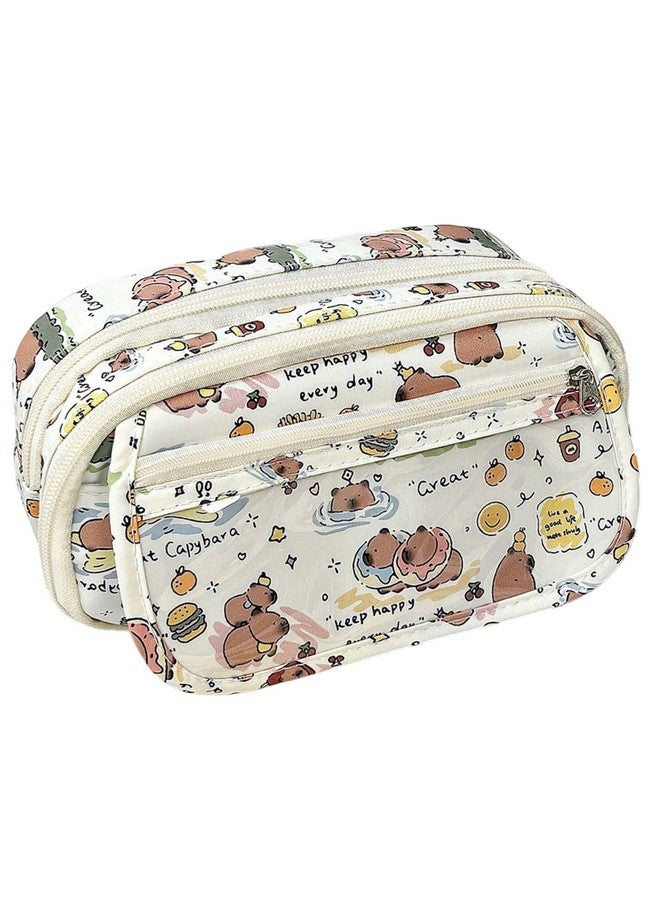 فنبلاست حقيبة أقلام فن بلاست للبنات - حقيبة أقلام كاواي، منظم أقلام أنيق، حقيبة تنظيم أدوات مكتبية كبيرة السعة، حقيبة متعددة الأغراض بسحاب للأطفال والكبار (كابي بارا برينت) - Image 1