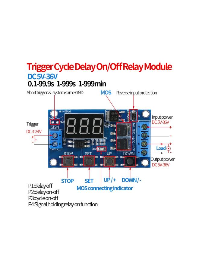 Loquat Time Relay, DC 5V-36V Trigger Cycle Delay Timer Switch Turn On/Off Relay Module with LED Display for Smart Home, Tachograph, GPS, PLC Control, Industrial Control, Electronic - Image 4