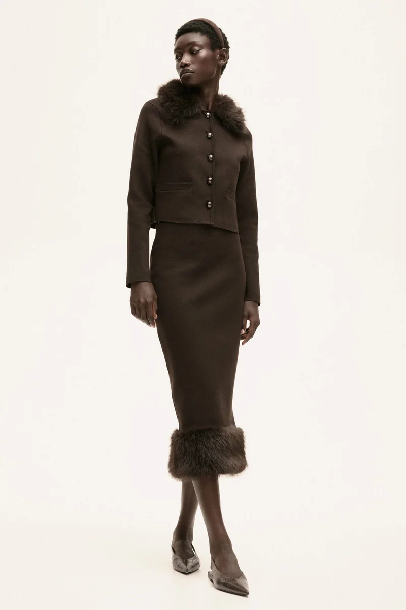 اتش اند ام كارديغان بياقة محبوكة