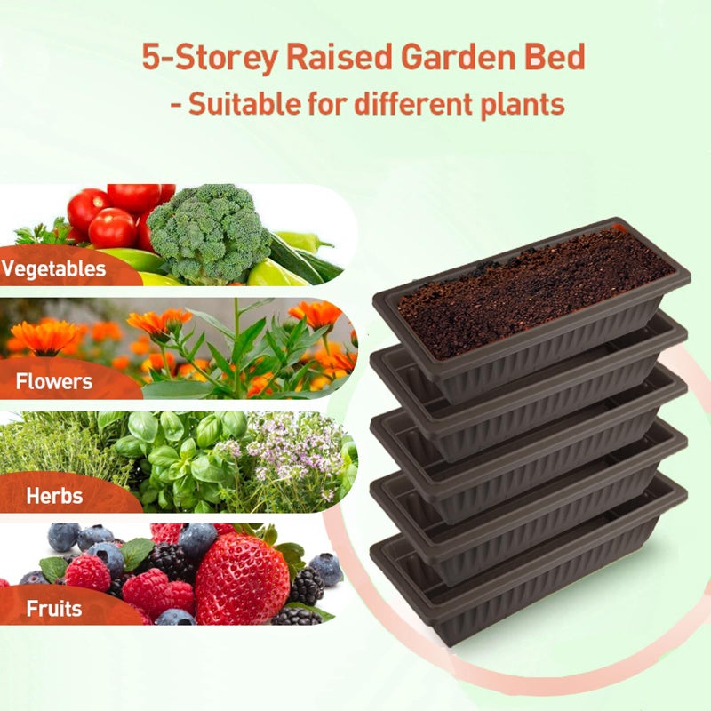 Homdox 5-Tier Elevated Garden Bed with Lockable Caster Wheels - Freestanding Vertical Raised Bed with 5 Garden Planter Boxes- Perfect to Grow Vegetables Herbs Flowers Indoor(Black) - Image 3