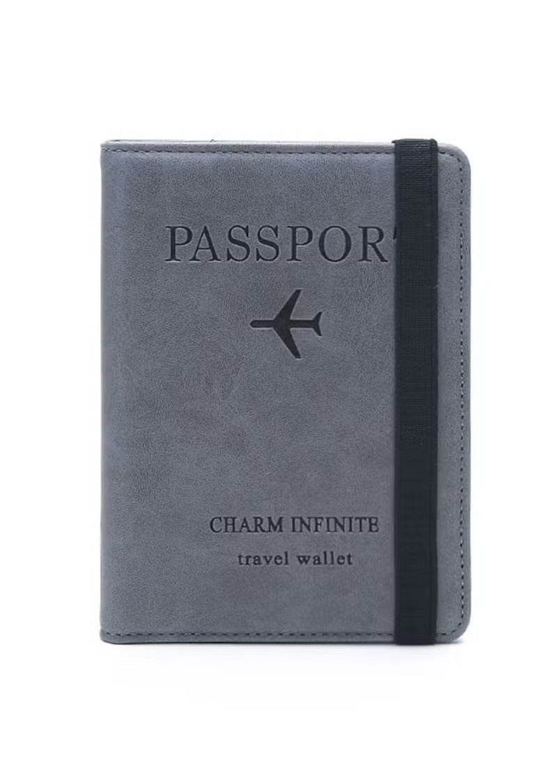 أوشن جديد أزرق رمادي RFID السفر مكافحة السرقة حامل جواز السفر متعدد الوظائف كبيرة السعة حقيبة وثائق PU مكافحة إلغاء التغليف Rfid جواز السفر حامل بطاقة المحمول السفر في الخارج - Image 3