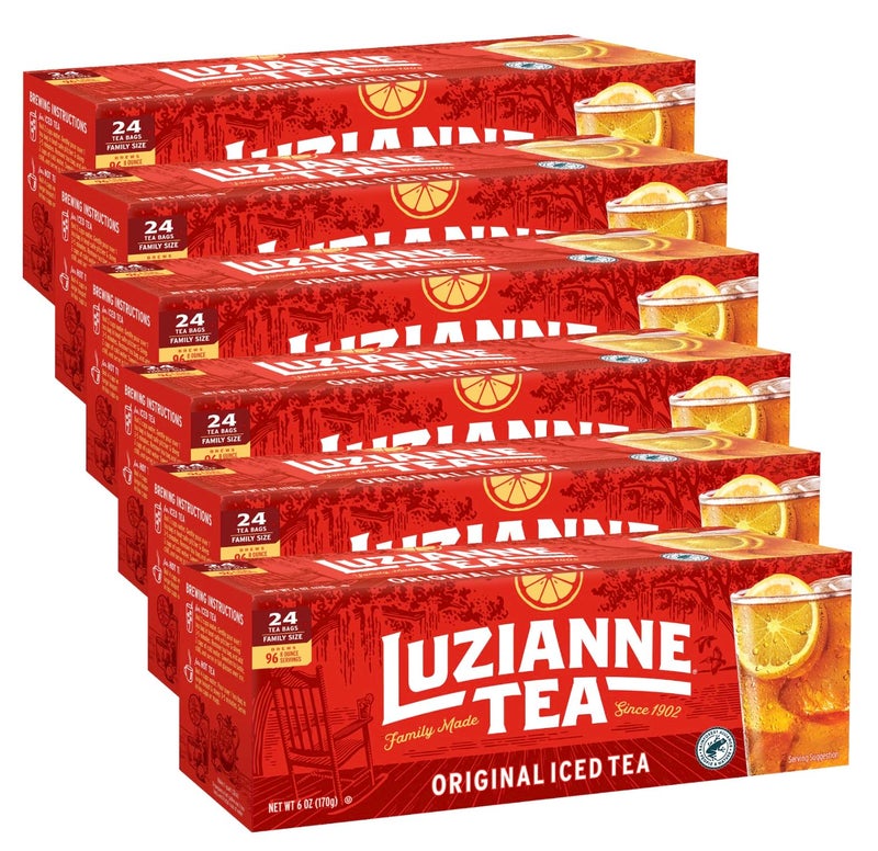 Luzianne Unsweetened Iced Tea Bags Family Size 24ct Box Pack of 6 - Image 3