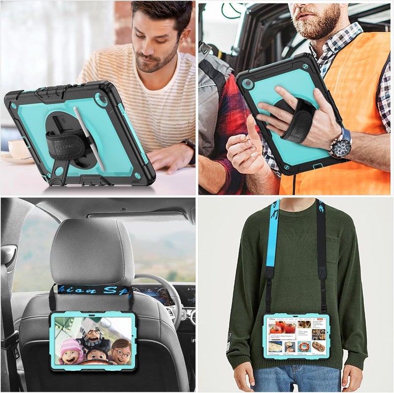 SEYMAC Case for Galaxy Tab S9 Plus /S9 FE Plus/S10 Plus 12.4'', with Screen Protector Pencil Holder [360 Rotating Hand Strap] &Stand, Drop-Proof, Yellowish+Pink - Image 2