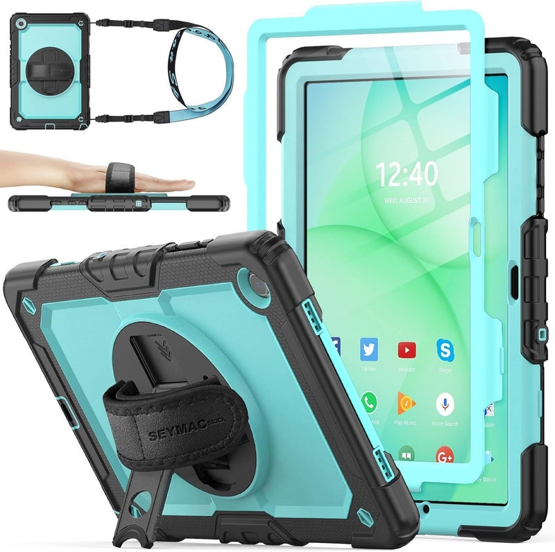 SEYMAC Case for Galaxy Tab S9 Plus /S9 FE Plus/S10 Plus 12.4'', with Screen Protector Pencil Holder [360 Rotating Hand Strap] &Stand, Drop-Proof, Yellowish+Pink - Image 1