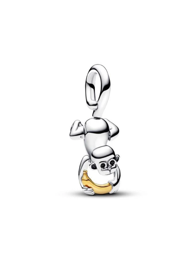PANDORA Two-tone Movable Monkey Dangle Charm